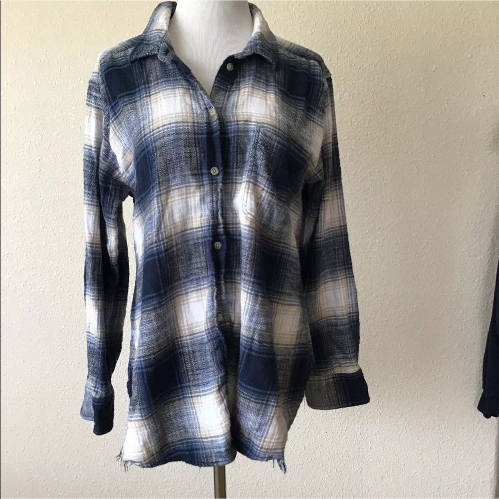 AE oversized fit plaid button up flannel